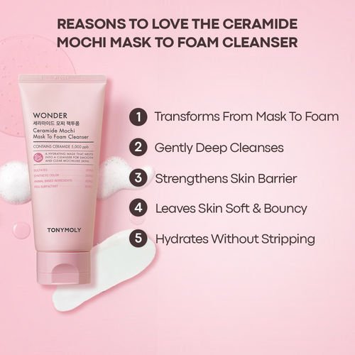 TONYMOLY Wonder Ceramide Mochi Mask To Foam Cleanser - 120ml - Image 3