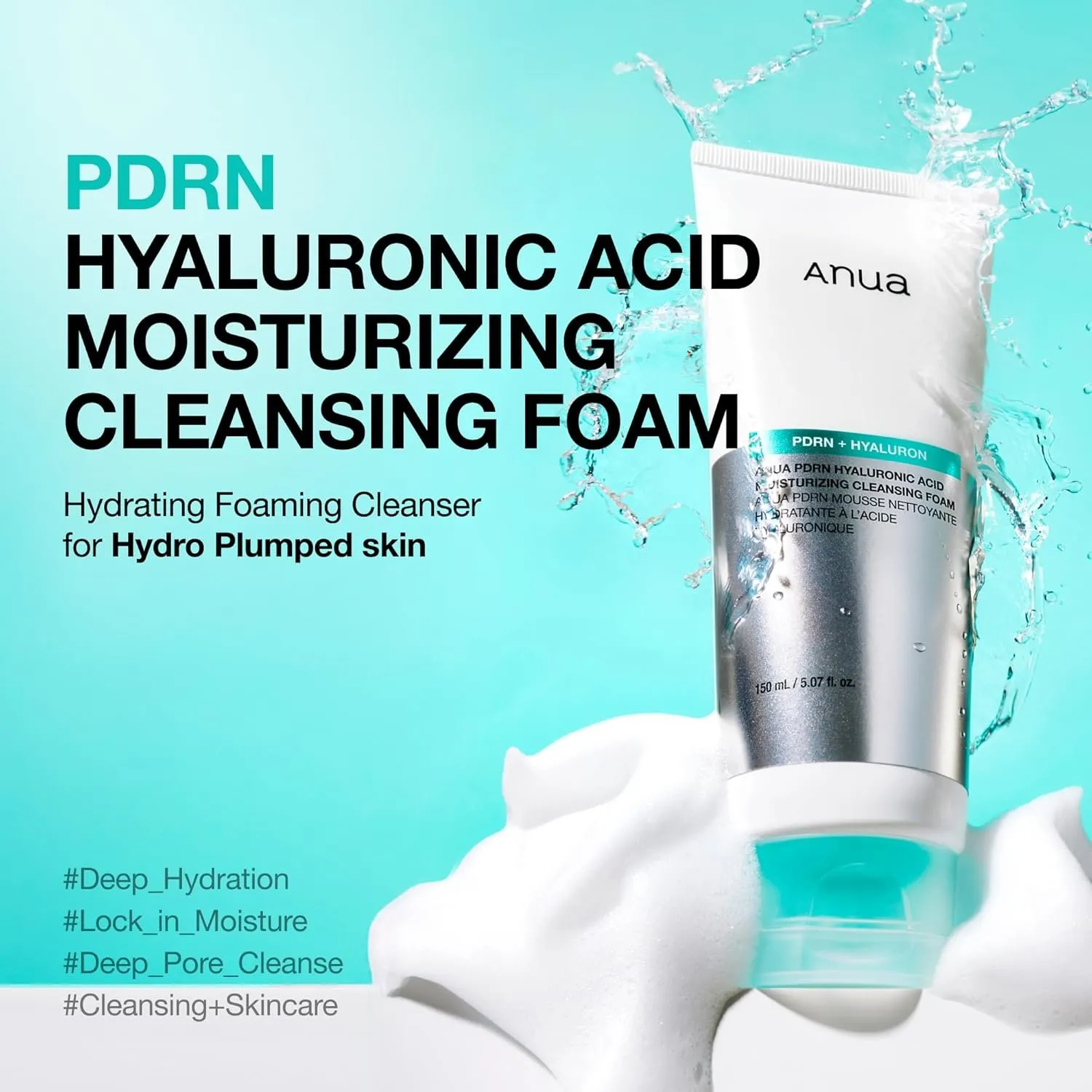 Anua PDRN Hyaluronic Acid Moisturizing Cleansing Foam – 150ml - Image 2